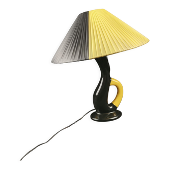 Lampe de chevet à poser vintage ceramique noir et jaune