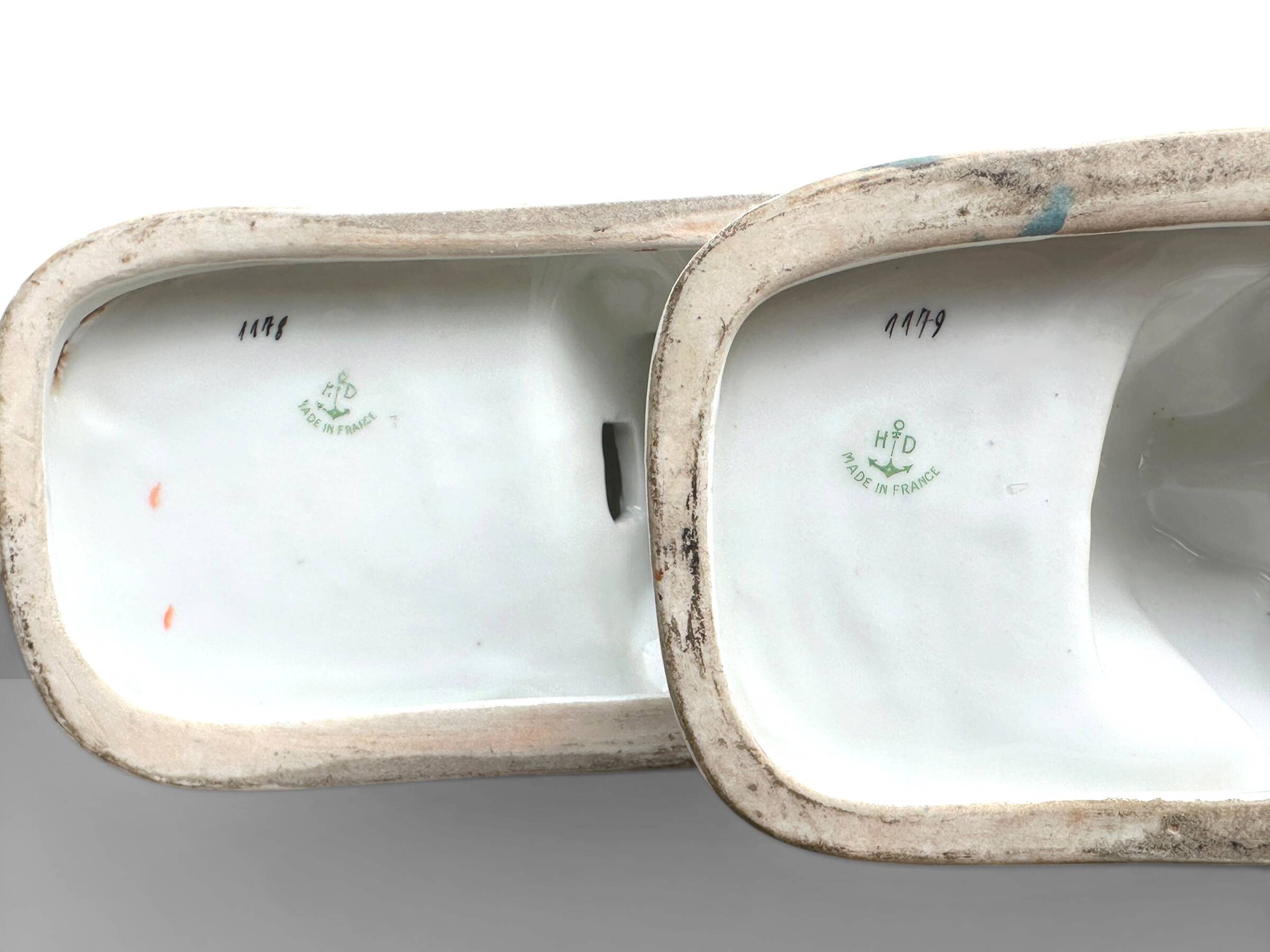 Pair of Art Deco ceramic bookends from 1930 signed by Henri Delcourt Desvres.