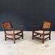 Arts & Crafts Handcrafted Low Lounge Armchairs, Belgium, 1920s, Set of 2