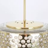 Large pendant light with aged brass glass by Rupert Nikoll, Austria, 1960s.