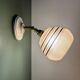 Vintage globe wall light in frosted pink and gold glass.