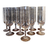 10 champagne glasses/flutes 16cl Cristal d'Arques Matignon model 70s