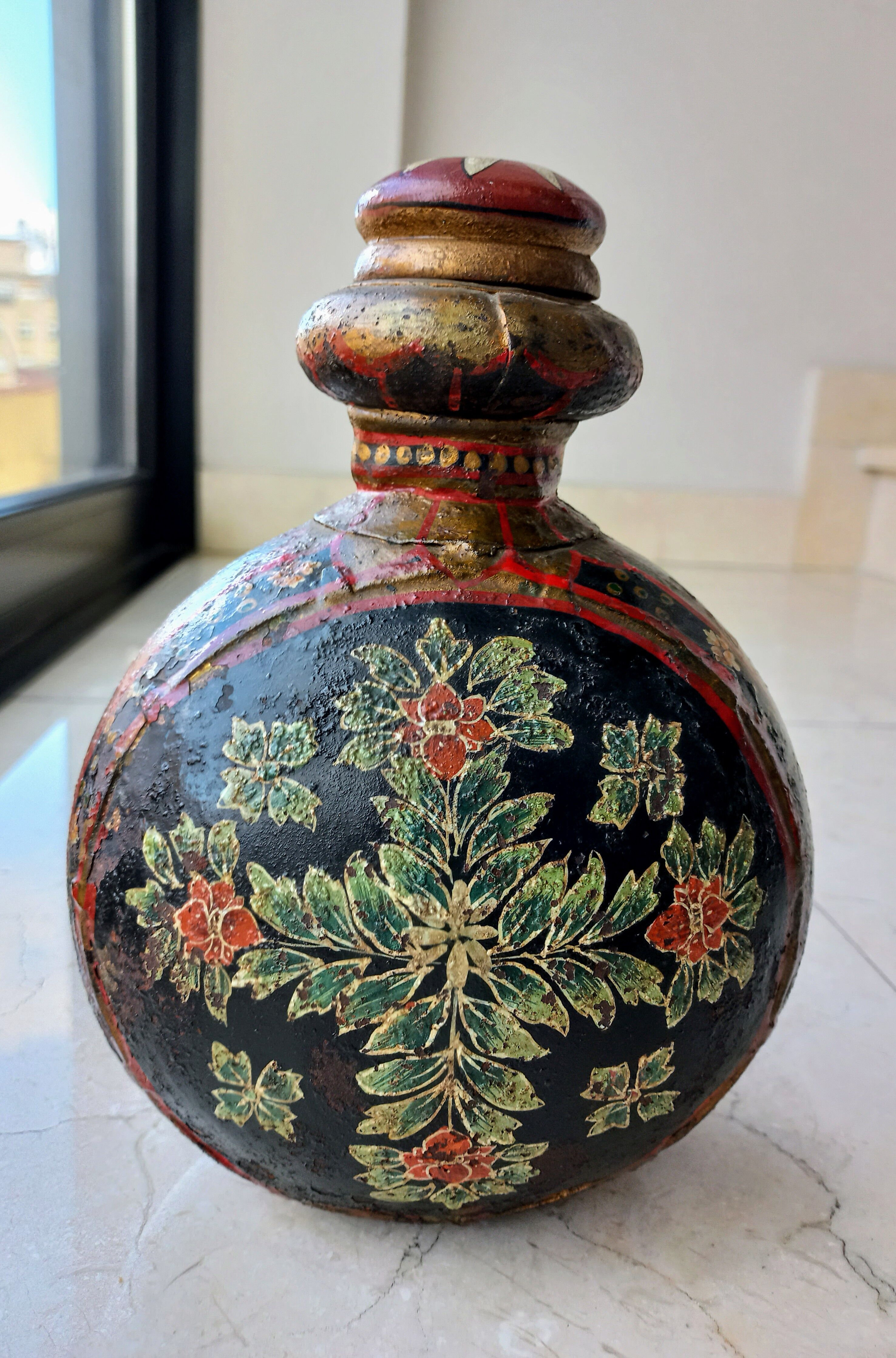 Handpainted metal Indian gourd
