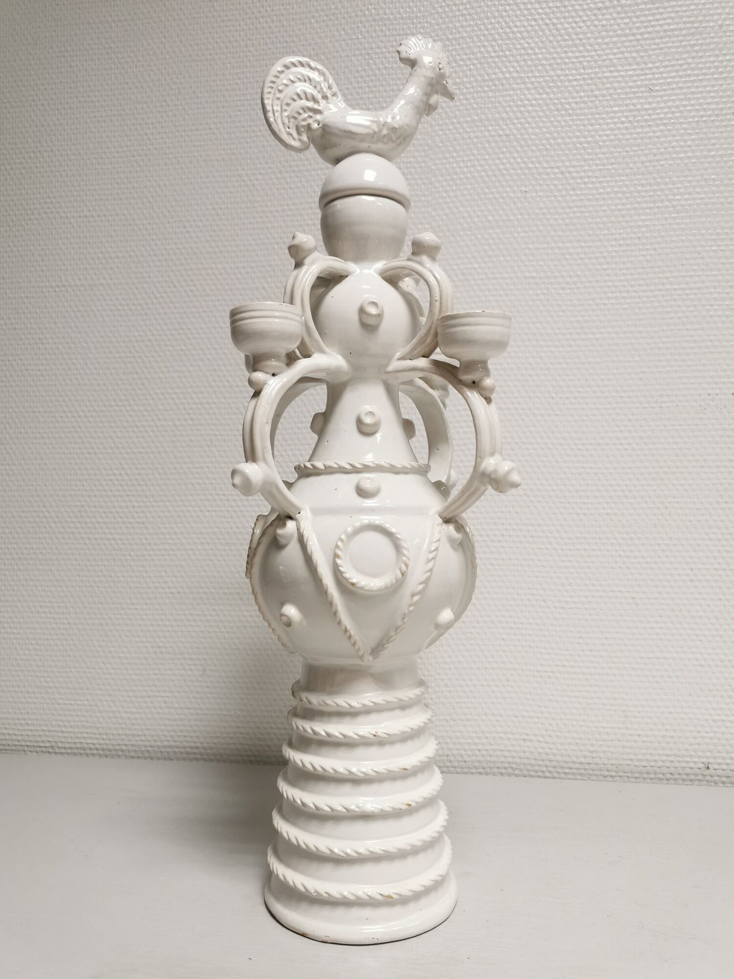 Vase gargoulette candle holder Emile Tessier Malicorne rooster
