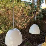 2 Danish white glass pendant lights (50s/60s)