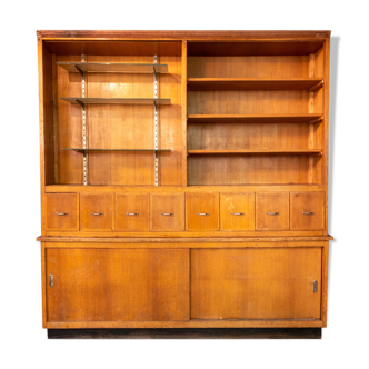 Vintage haberdashery grocery cabinet old shop interior, 1950s