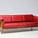 Johannes Andersen modern mid-century Danish canapé in rosewood and burgundy leather