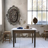 Oak and marble farm table