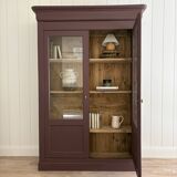 2-door solid wood display case - burgundy