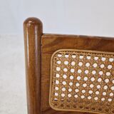 Set of 2 Italian Folding Chairs with Wicker, 1980's