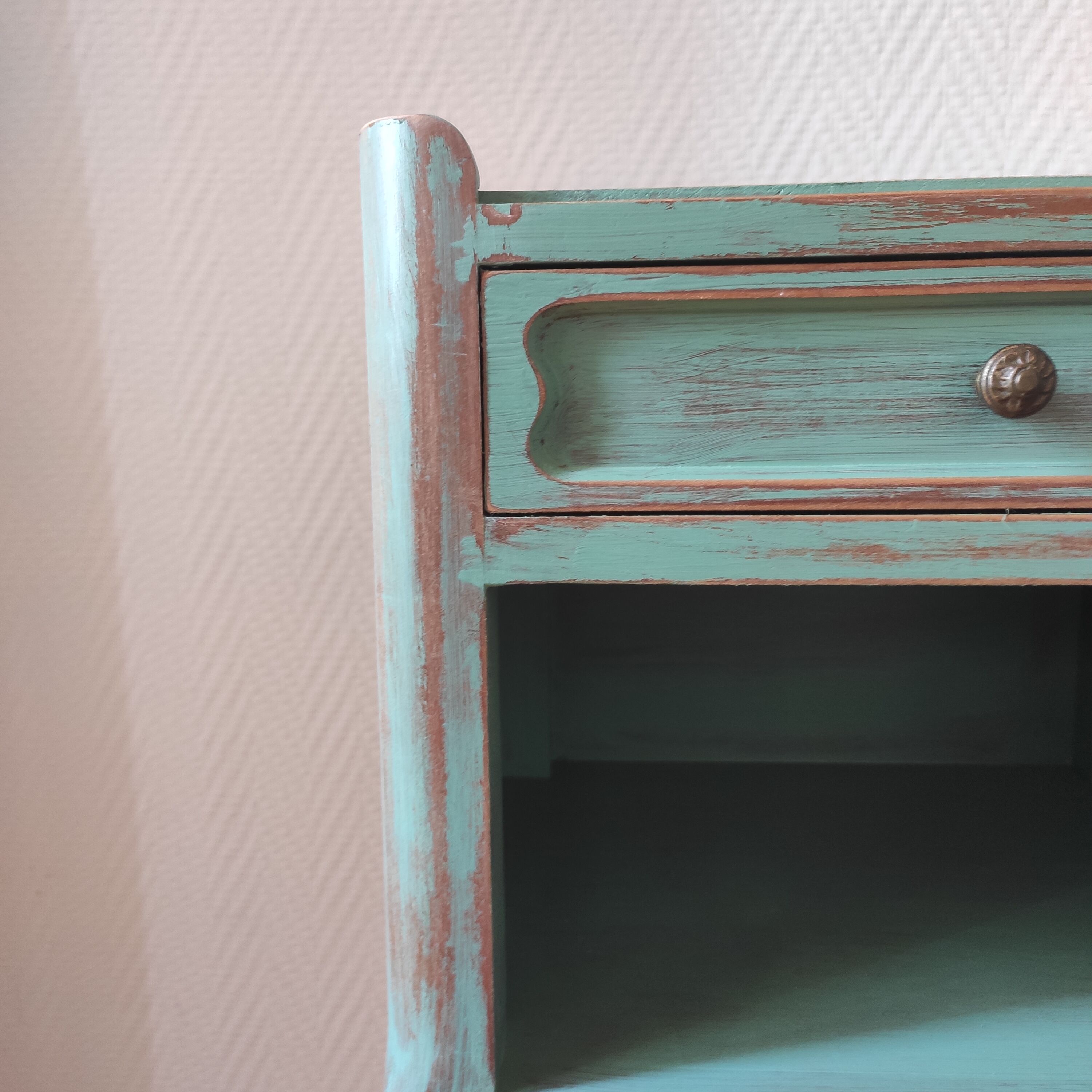 Pair of patinated bedside tables