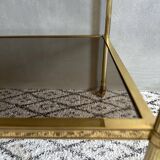 Vintage serving trolley brass, side table gold, bar trolley, coffee table