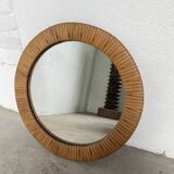 Round wicker mirror from the 50s