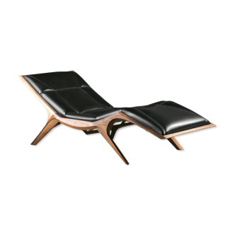 Chaise longue italienne en cuir véritable