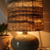 Vintage sandstone lamp and its wool lampshade