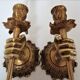 Pair of hand sconces bronze vintage brass
