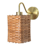 Applique murale en rotin et laiton