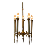 Brass chandelier with 5 light arms, Italy, 1960s