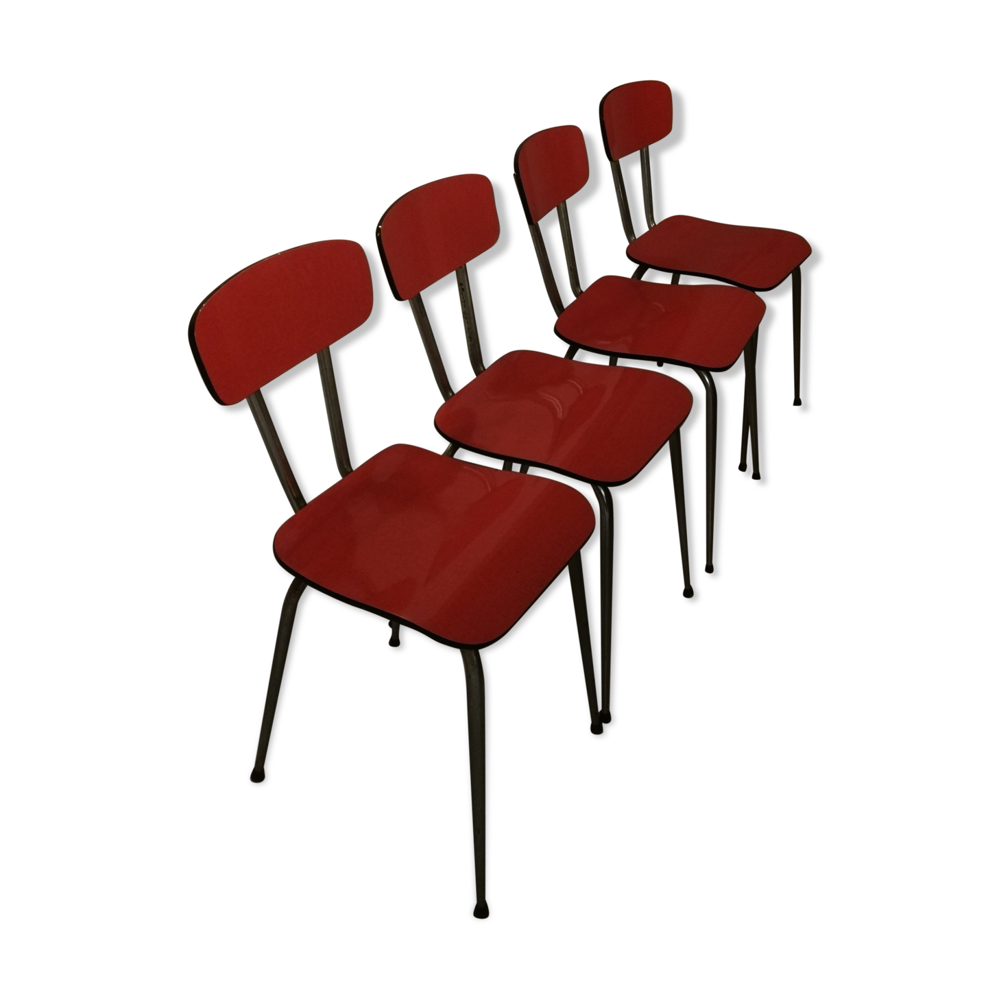 Lot de 4 chaises formica rouge
