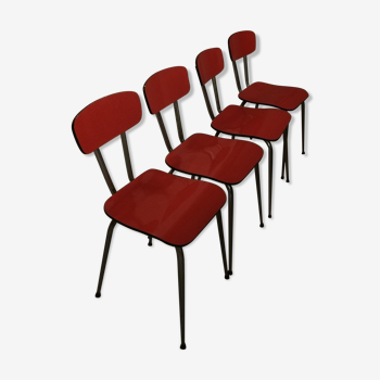 Set of 4 red formica chairs