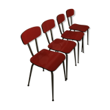 Set of 4 red formica chairs