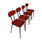 Set of 4 red formica chairs