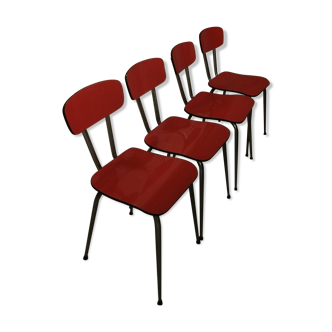 Set of 4 red formica chairs