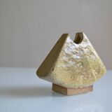Brutalist stoneware vase Signed to be identified