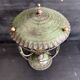 Antique patinated green metal lamp, Art Nouveau style, early 20th century.