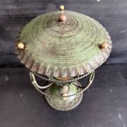 Antique patinated green metal lamp, Art Nouveau style, early 20th century.