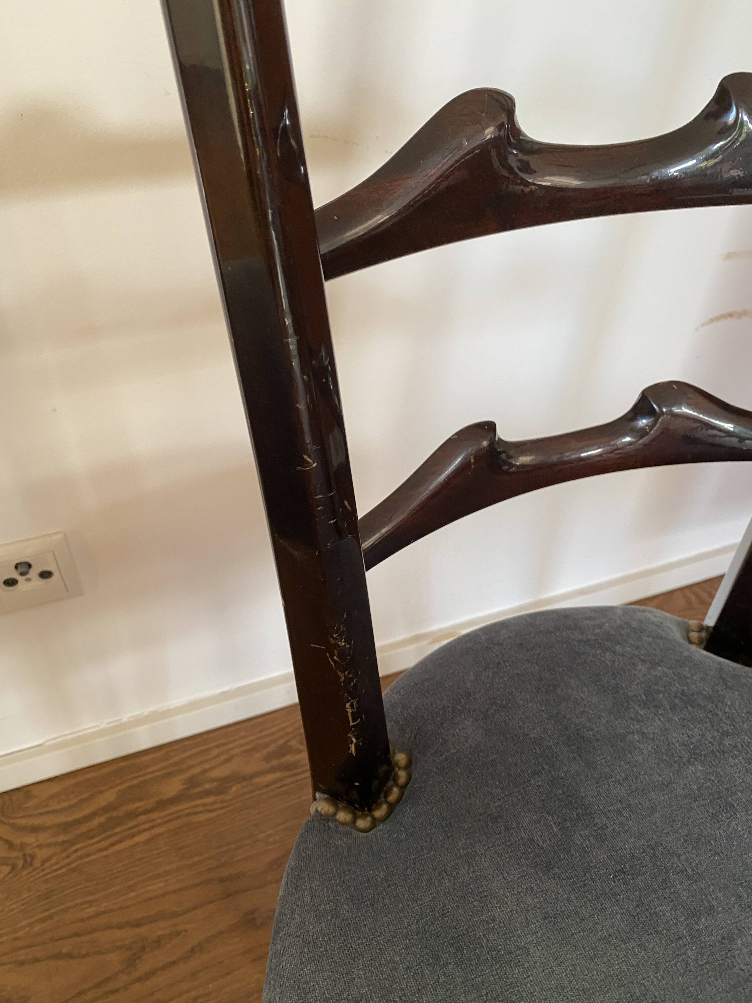 Set of four Italian Mid-Century Modern High Back dining chairs by Aldo Tura