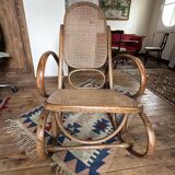 Rocking chair in wood and cane