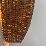 Pair of vintage wall lights, woven rattan, France 1980