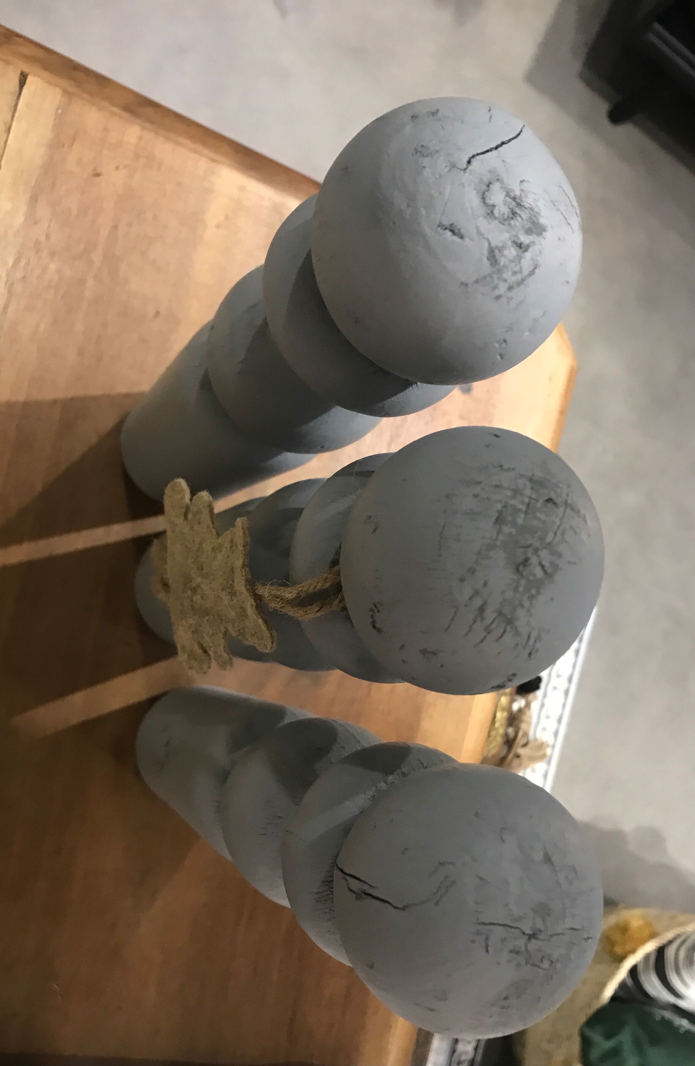 Set of 3 old grey wood keels