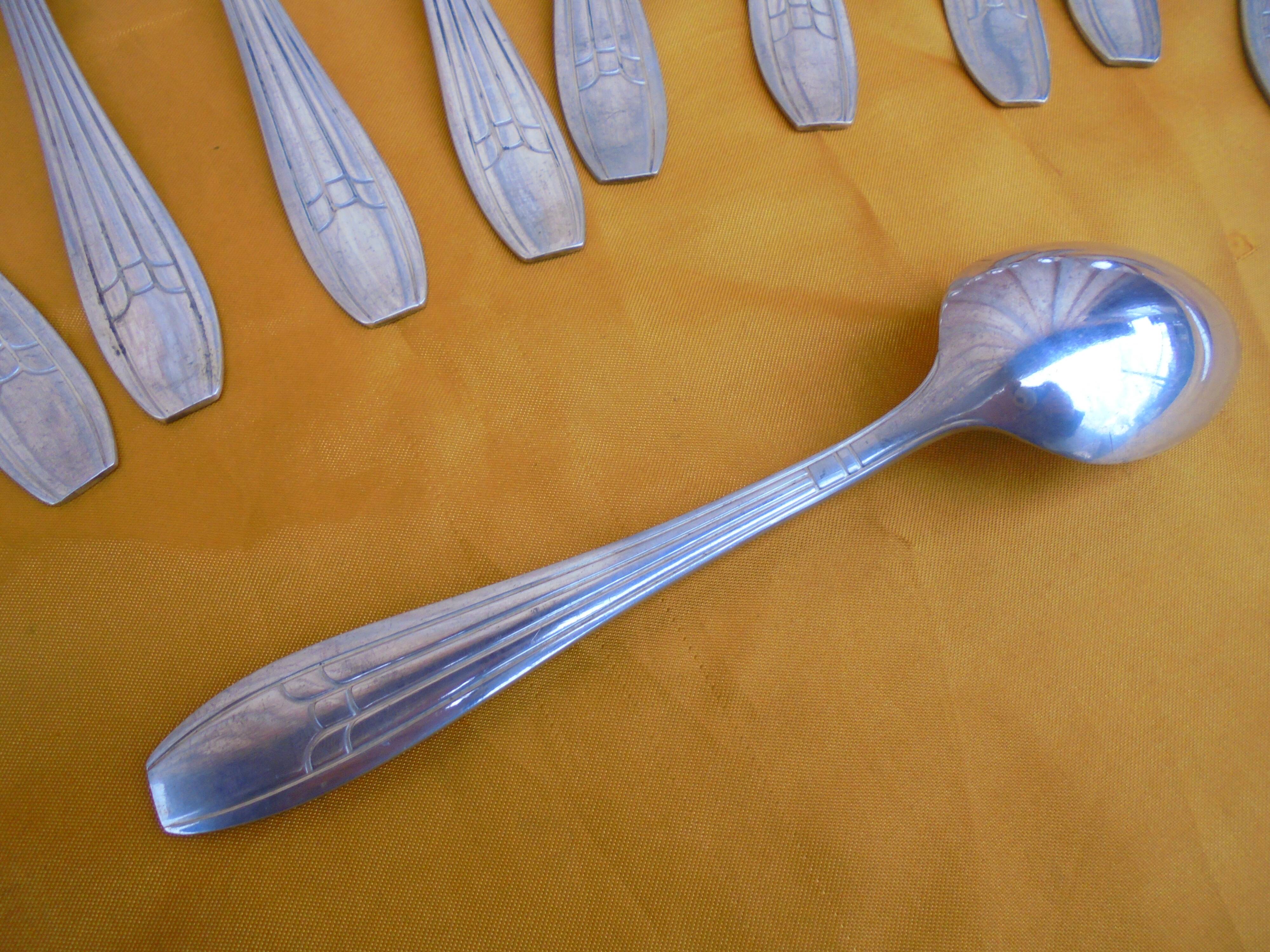 12 art deco spoons silver metal goldsmith's hallmark