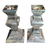 Pair of silver metal candlesticks