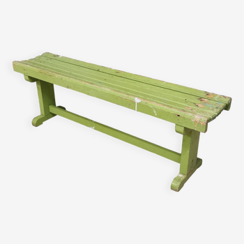 Vintage wooden bench grass green garden bench 140 cm