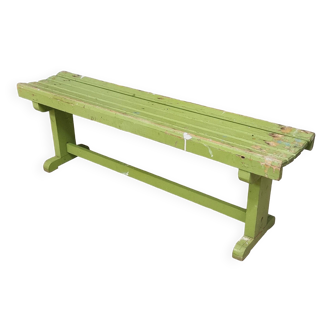 Banc en bois vintage banc de jardin vert herbe 140 cm