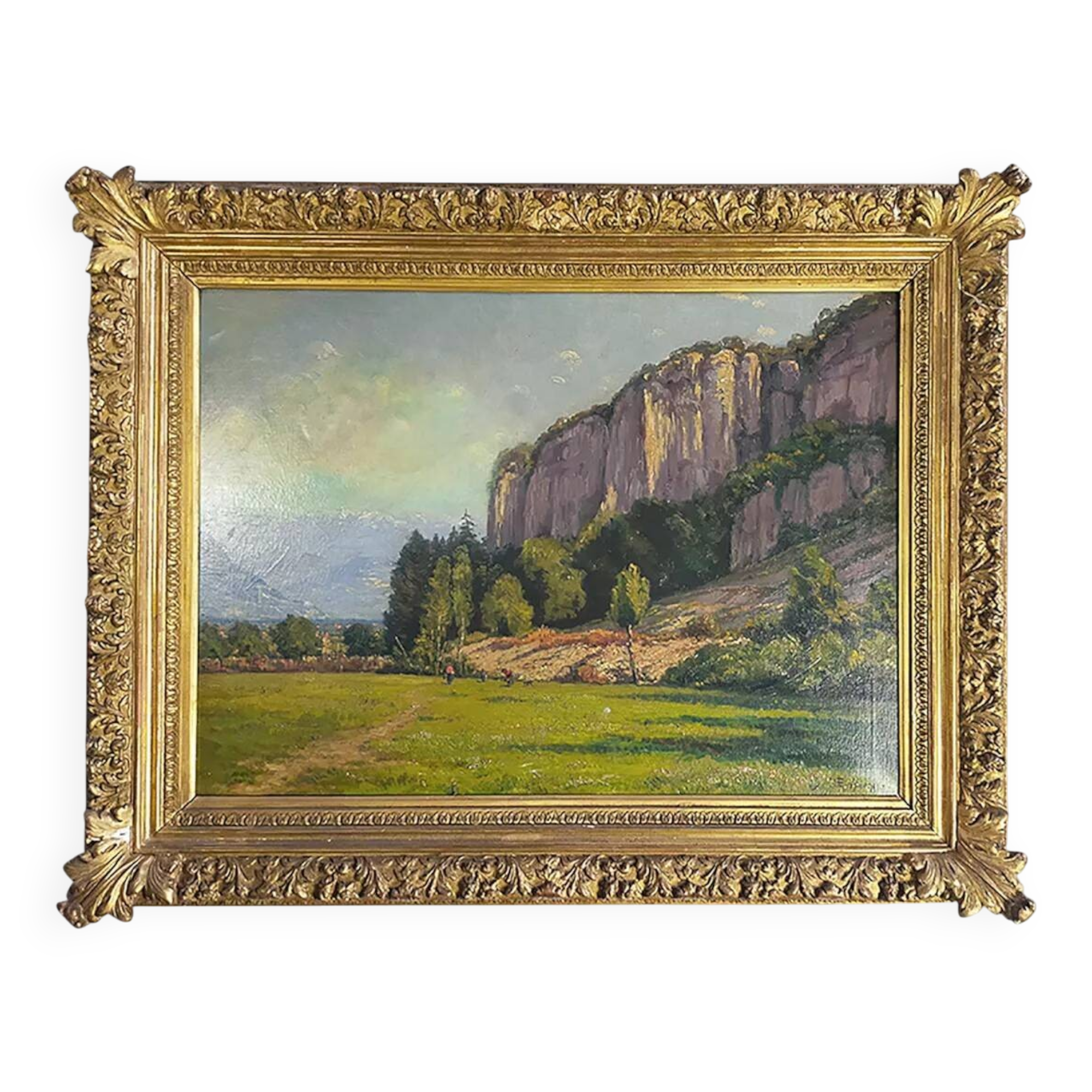 Ernest Victor Hareux (1847-1909) Oil on canvas painting Mountain landscape