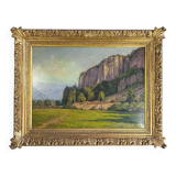 Ernest Victor Hareux (1847-1909) Oil on canvas painting Mountain landscape