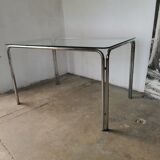 Table in metal chrome and glass 1970