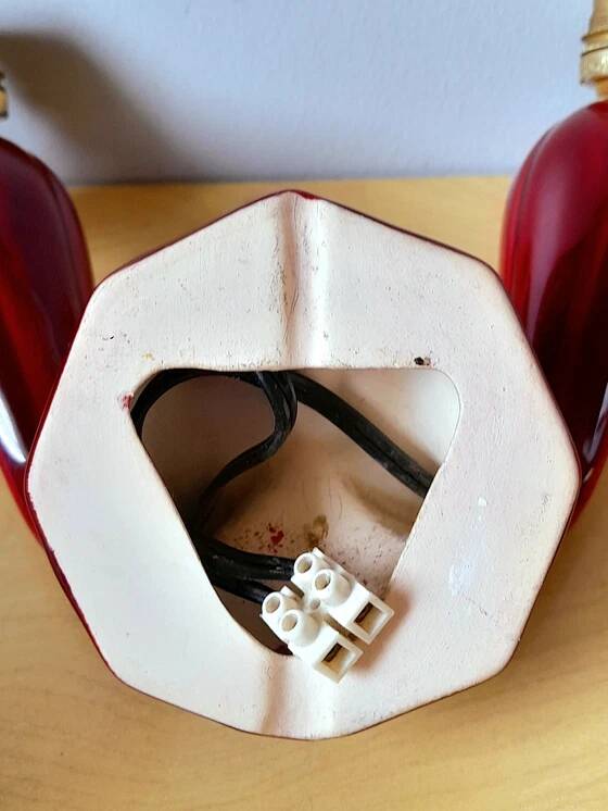 Red Art Deco ceramic wall light