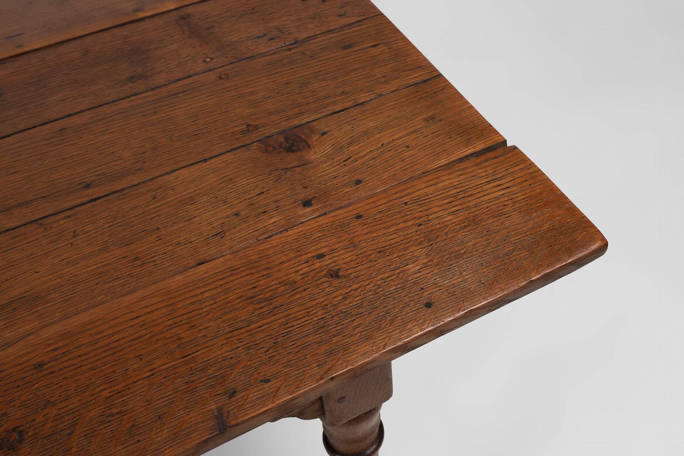 Rustic Farmhouse Table in Oak, France, 1850s