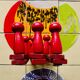 Vintage accordion coat rack in red painted wood