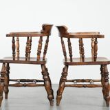 Set of 2 antique English captain's chairs/desk chairs from the 19th century