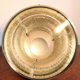 Lampe Bauhaus en verre mercurisé suspension industrielle chromée.