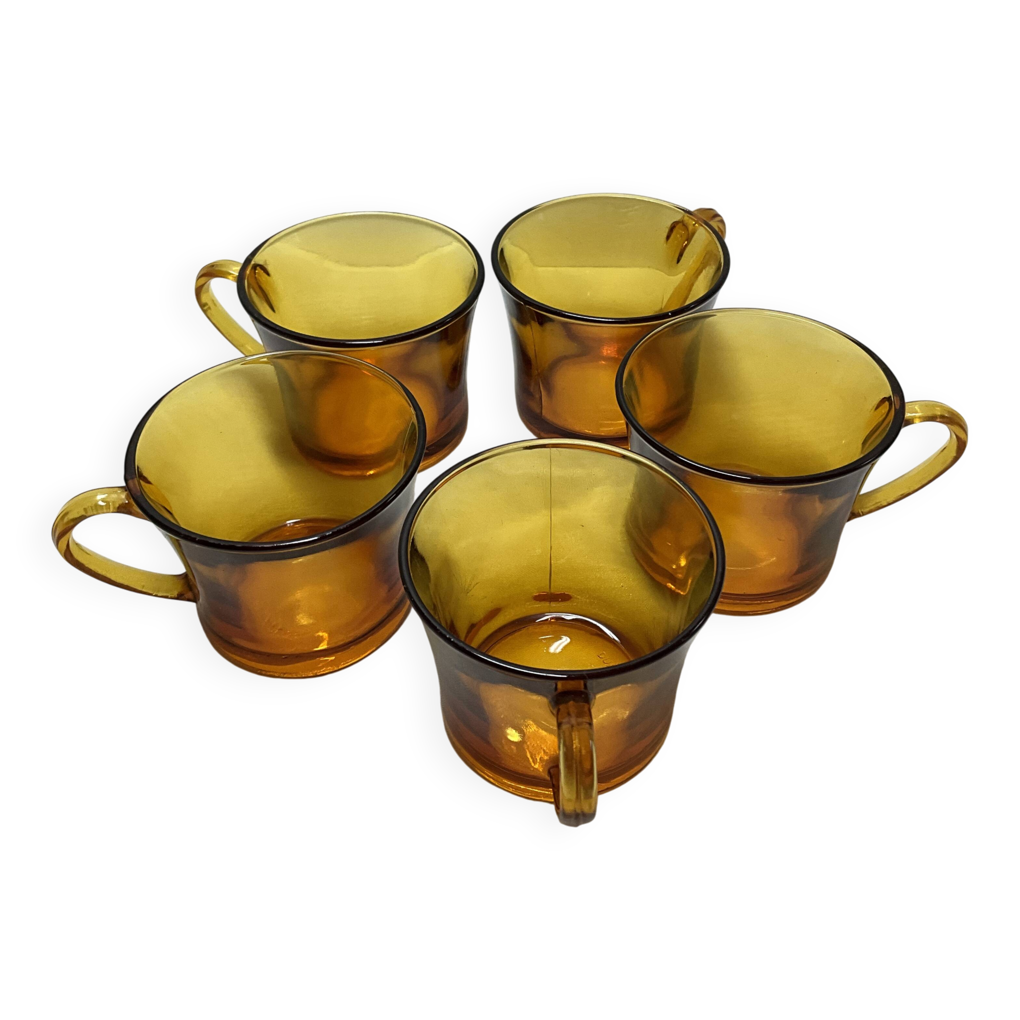 Five Duralex coffee cups