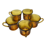 Five Duralex coffee cups