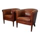 Vintage Dutch Leather Club Chairs, Set of 2