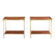 Pair of neoclassical brass and leather side tables by Maison Jansen, 1960
